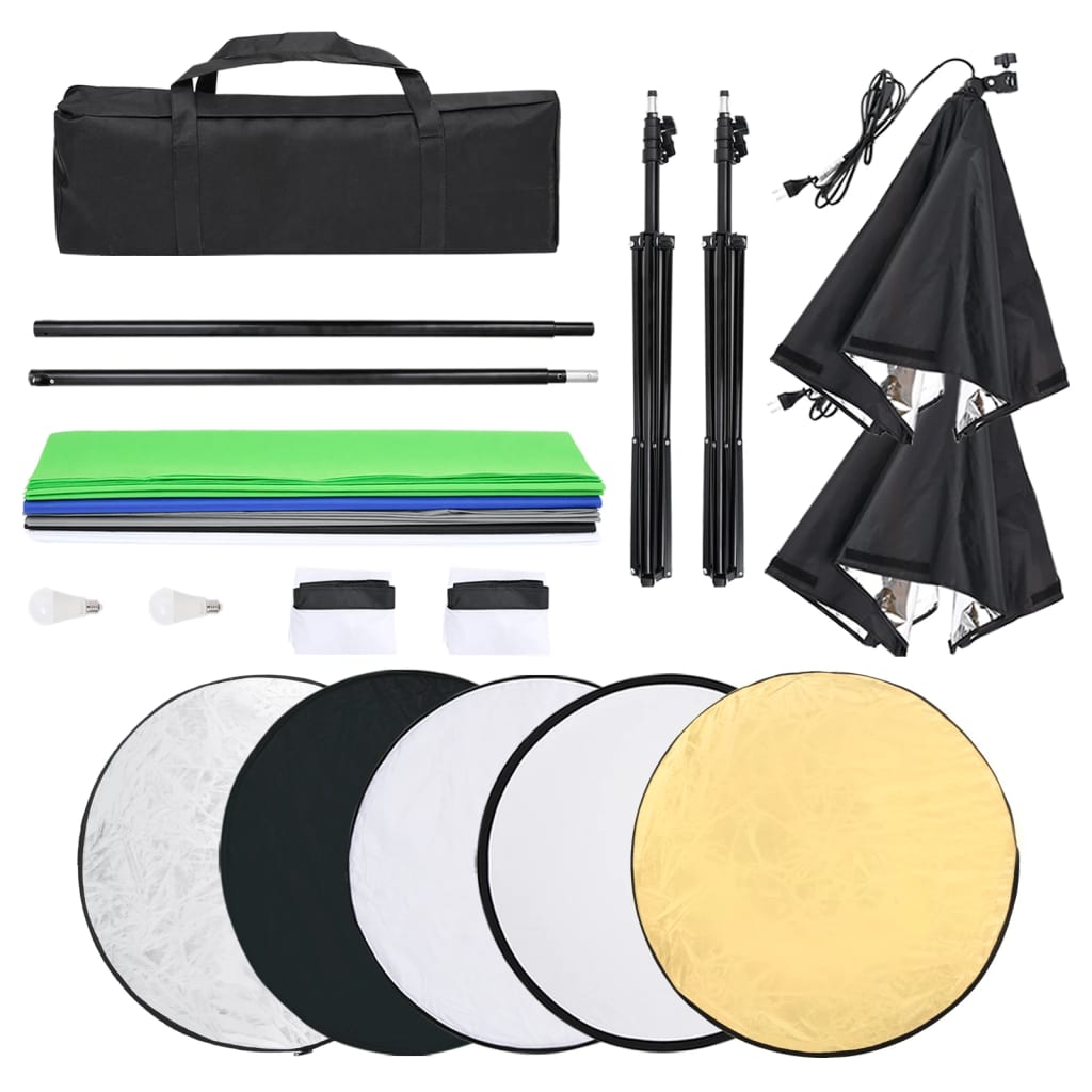 Kit per Studio Fotografico con Set Luci, Fondale e Riflettore - homemem39