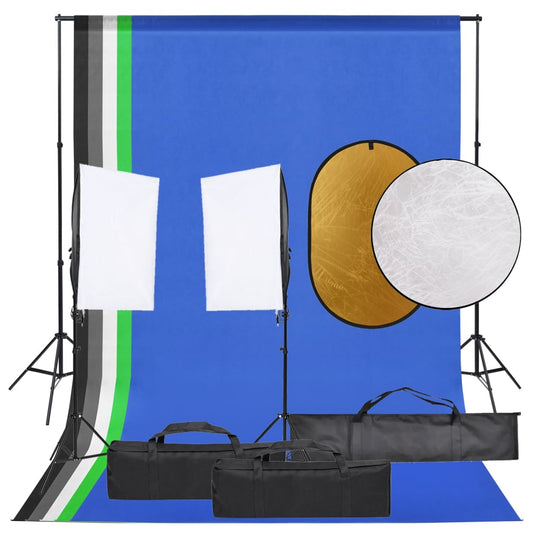 Kit per Studio Fotografico con Set Luci, Fondale e Riflettore - homemem39