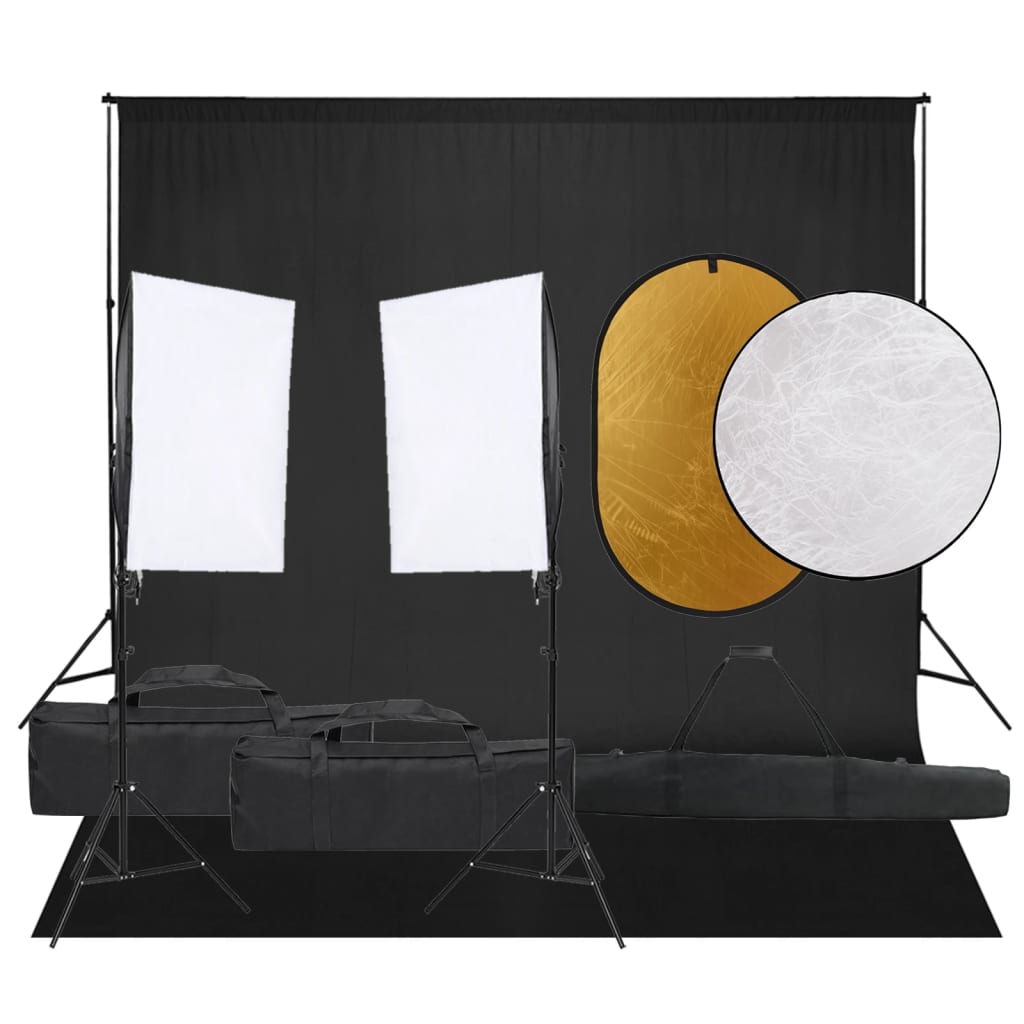 Kit per Studio Fotografico con Set Luci, Fondale e Riflettore - homemem39