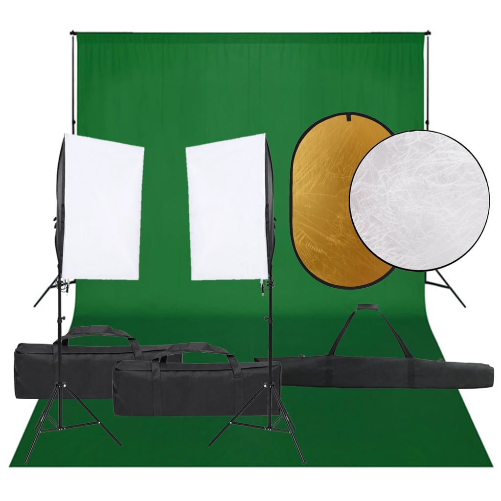 Kit per Studio Fotografico con Set Luci, Fondale e Riflettore - homemem39