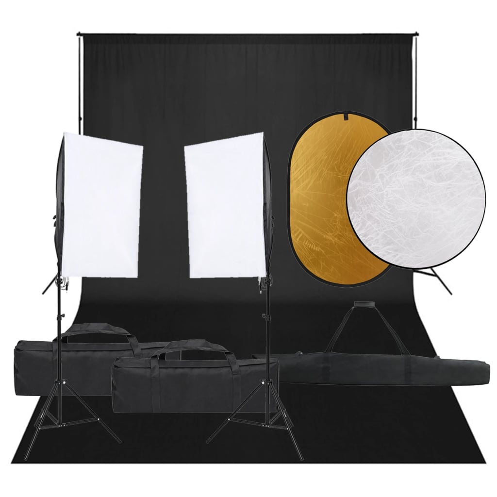 Kit per Studio Fotografico con Set Luci, Fondale e Riflettore - homemem39