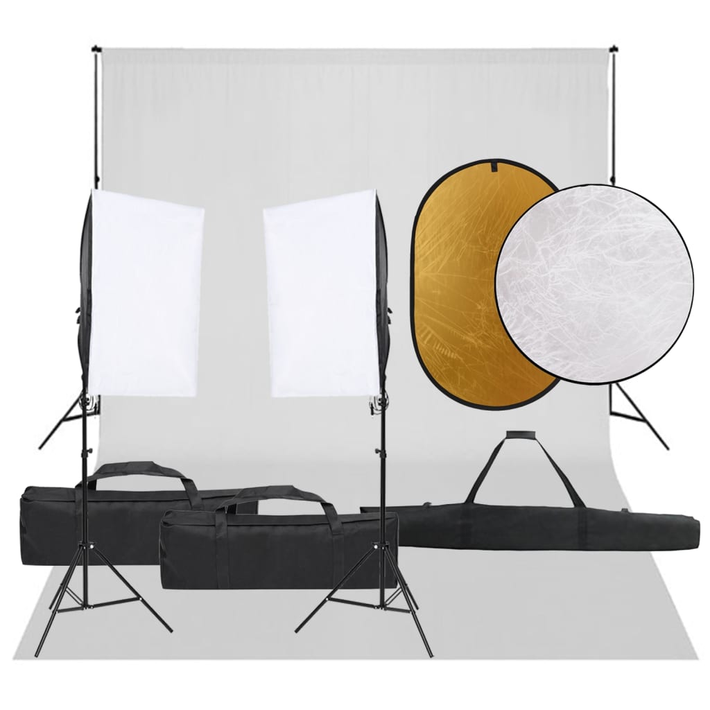 Kit per Studio Fotografico con Set Luci, Fondale e Riflettore - homemem39