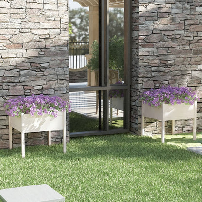 Fioriere da Giardino 2 pz Bianche 70x70x70 cm in Legno di Pino - homemem39