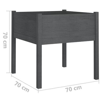 Fioriera da Giardino Grigia 70x70x70 cm Legno Massello di Pino - homemem39