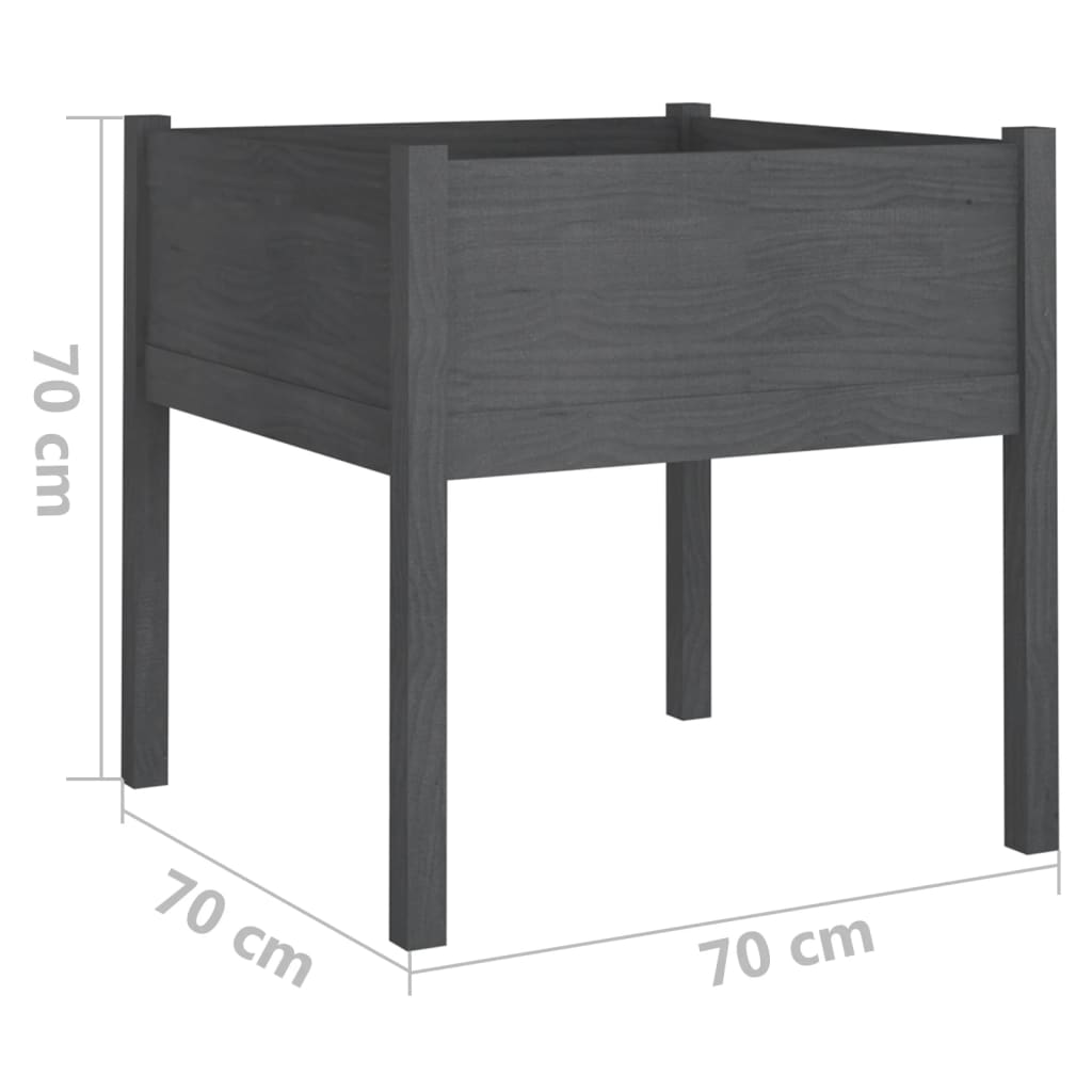 Fioriere da Giardino 2 pz Grigie 70x70x70 cm in Legno di Pino - homemem39