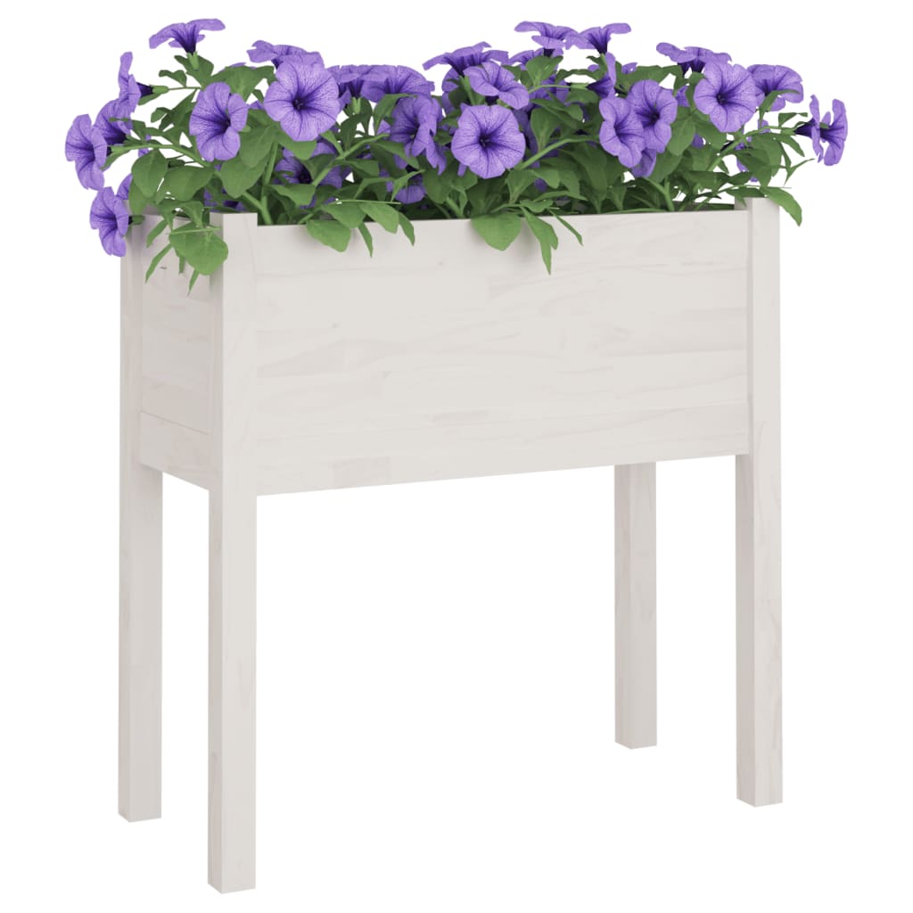 Fioriera da Giardino Bianca 70x31x70 cm Legno Massello di Pino - homemem39