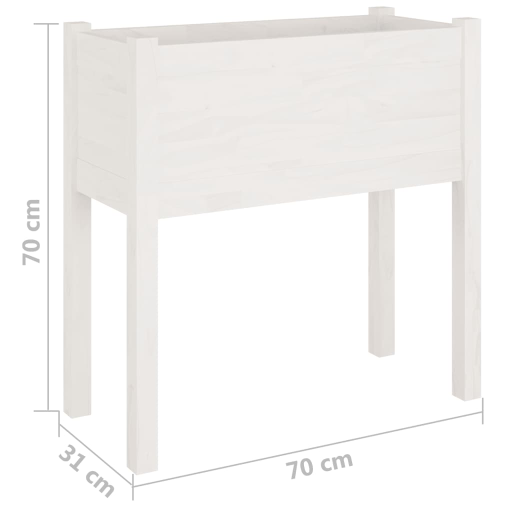 Fioriera da Giardino Bianca 70x31x70 cm Legno Massello di Pino - homemem39