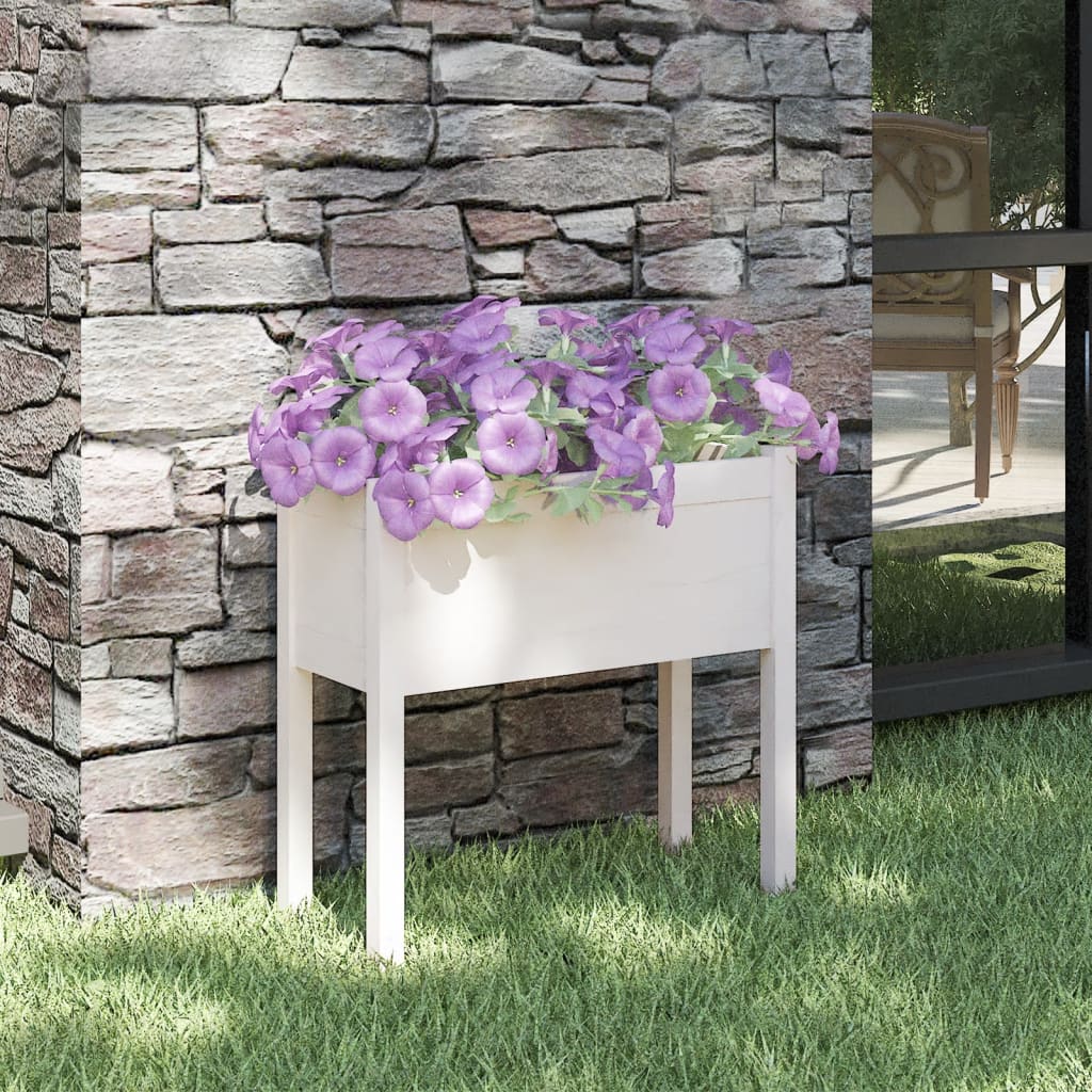 Fioriera da Giardino Bianca 70x31x70 cm Legno Massello di Pino - homemem39