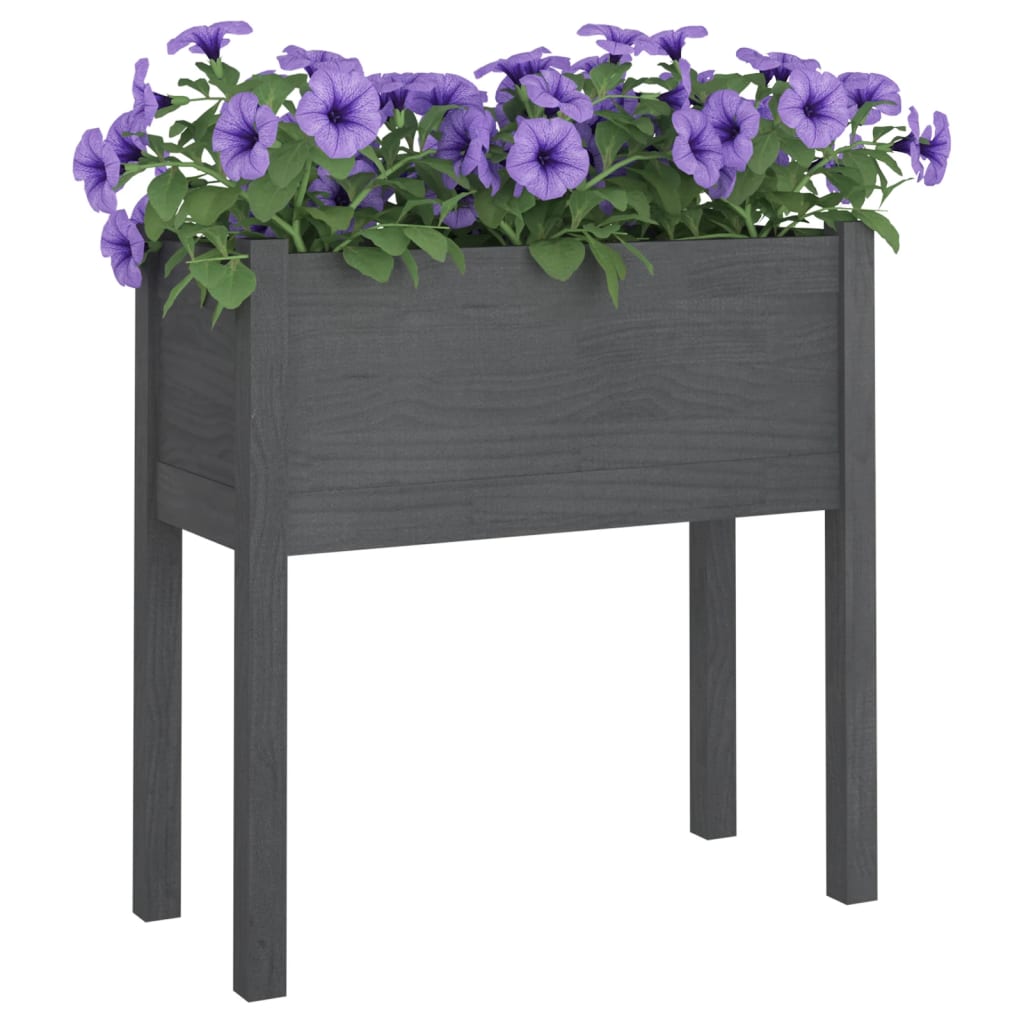 Fioriera da Giardino Grigia 70x31x70 cm Legno Massello di Pino - homemem39