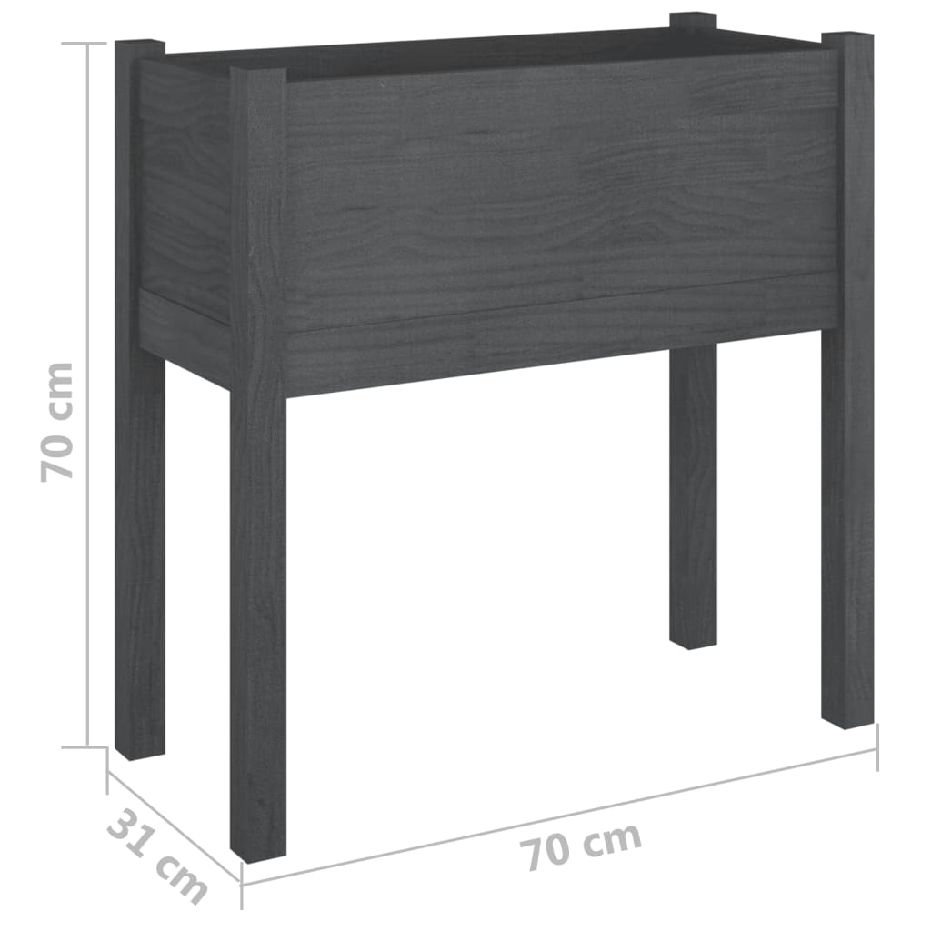 Fioriera da Giardino Grigia 70x31x70 cm Legno Massello di Pino - homemem39