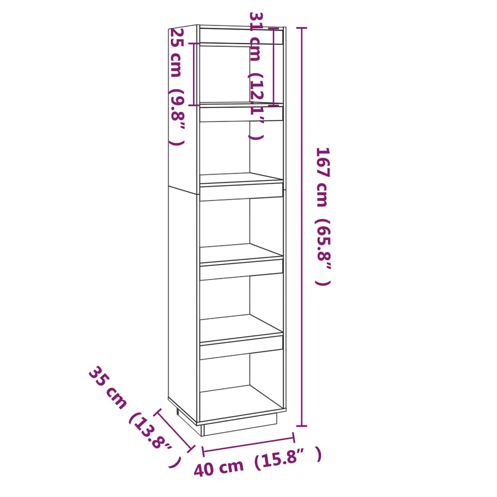 Libreria/Divisorio Miele 40x35x167 cm in Legno Massello di Pino - homemem39