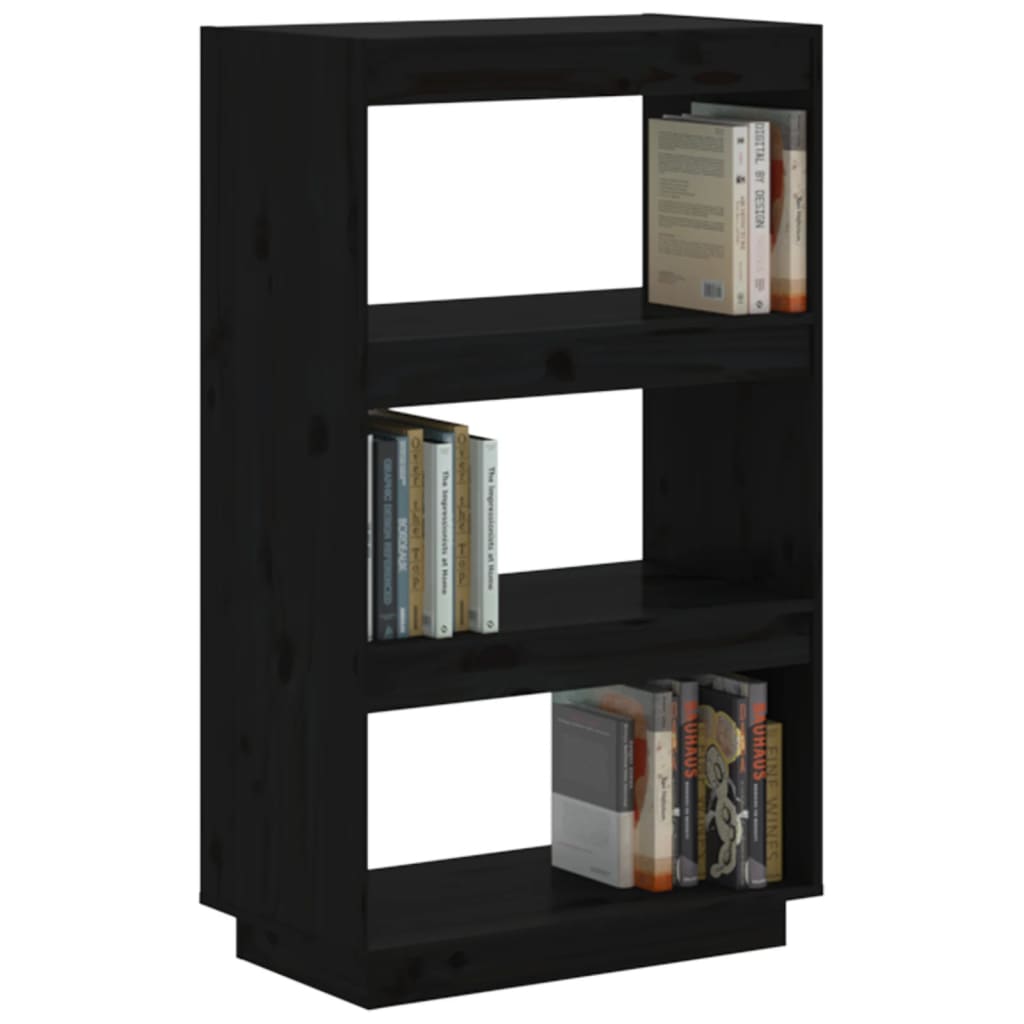 Libreria/Divisorio Nero 60x35x103 cm in Legno Massello di Pino - homemem39