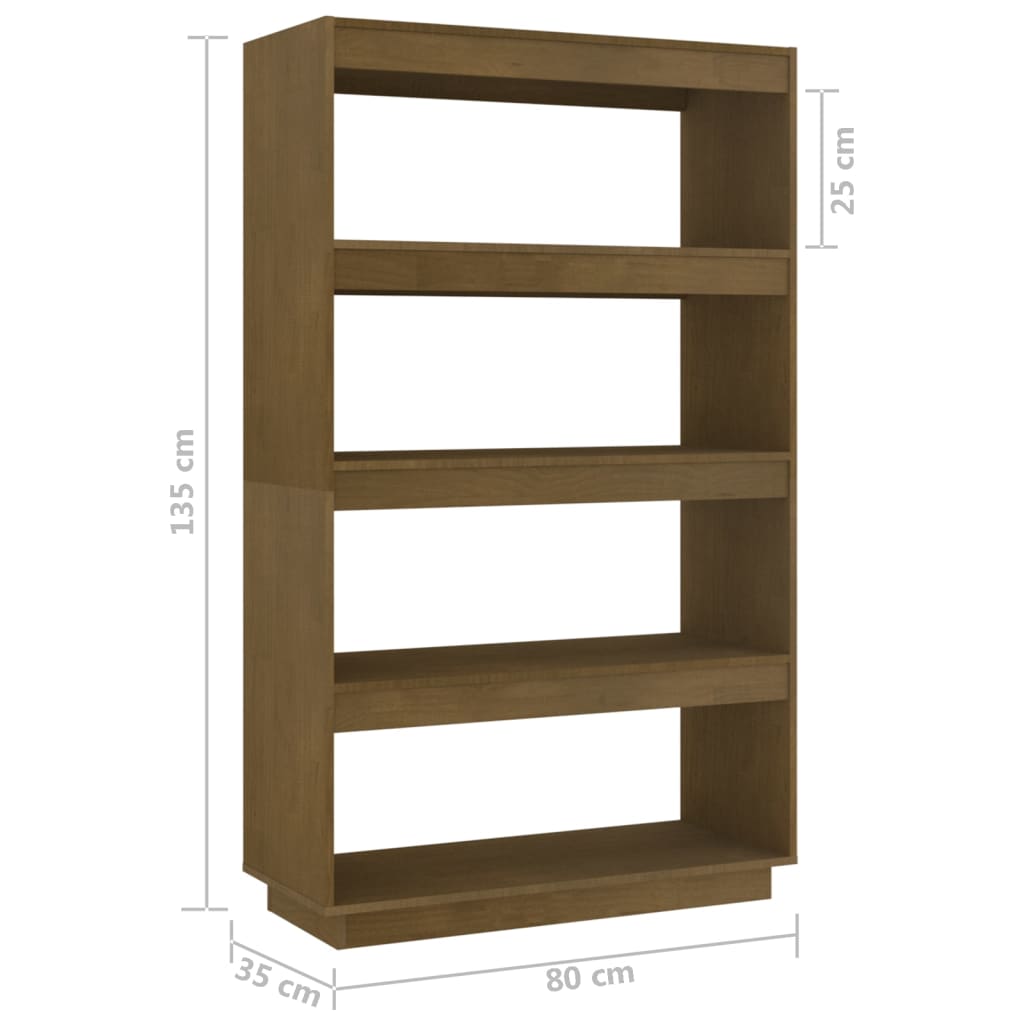 Libreria/Divisorio Marrone Miele 80x35x135 cm in Legno di Pino - homemem39