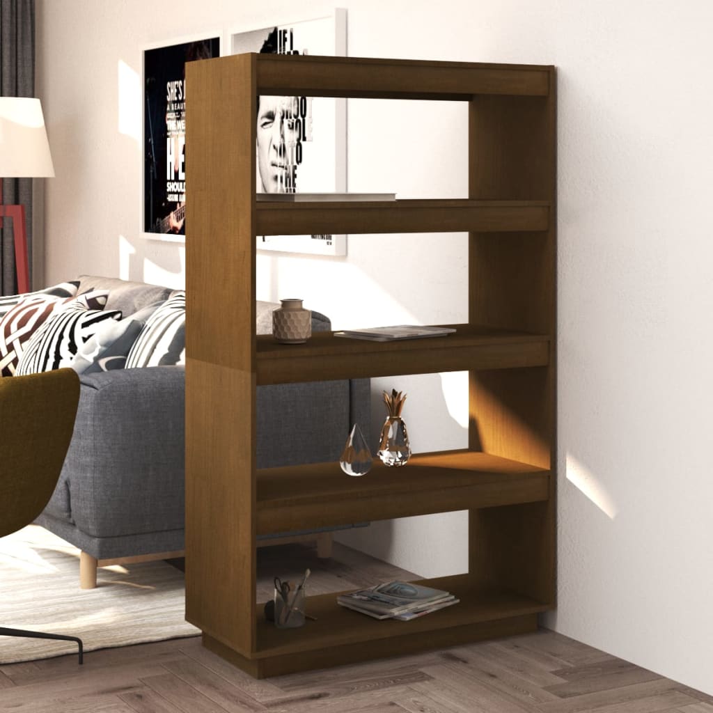 Libreria/Divisorio Marrone Miele 80x35x135 cm in Legno di Pino - homemem39