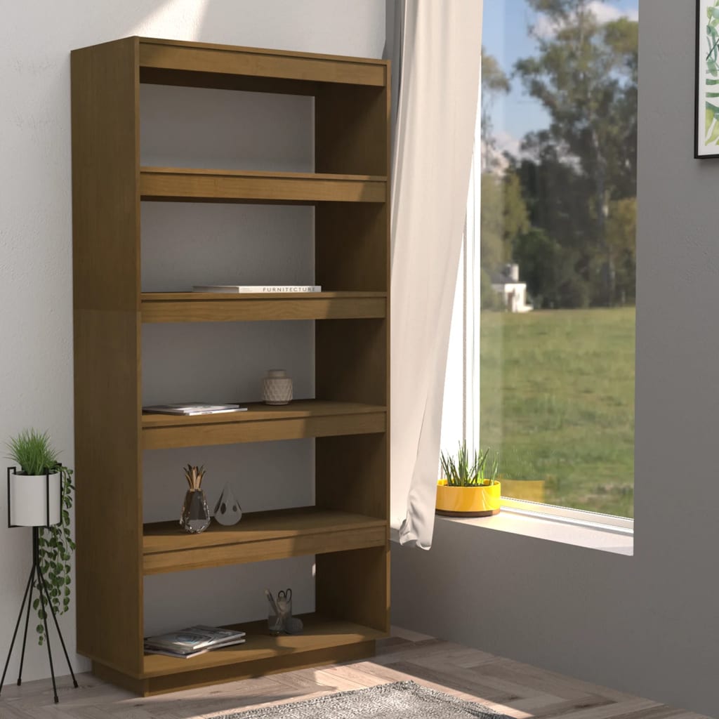 Libreria/Divisorio Marrone Miele 80x35x167 cm in Legno di Pino - homemem39