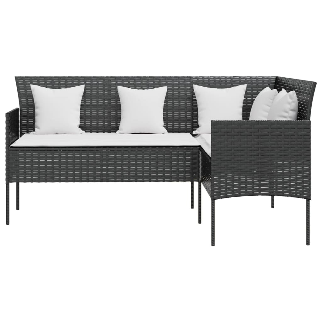 Set Mobili 5 Pz Divano a L con Cuscini in Polyrattan Nero - homemem39