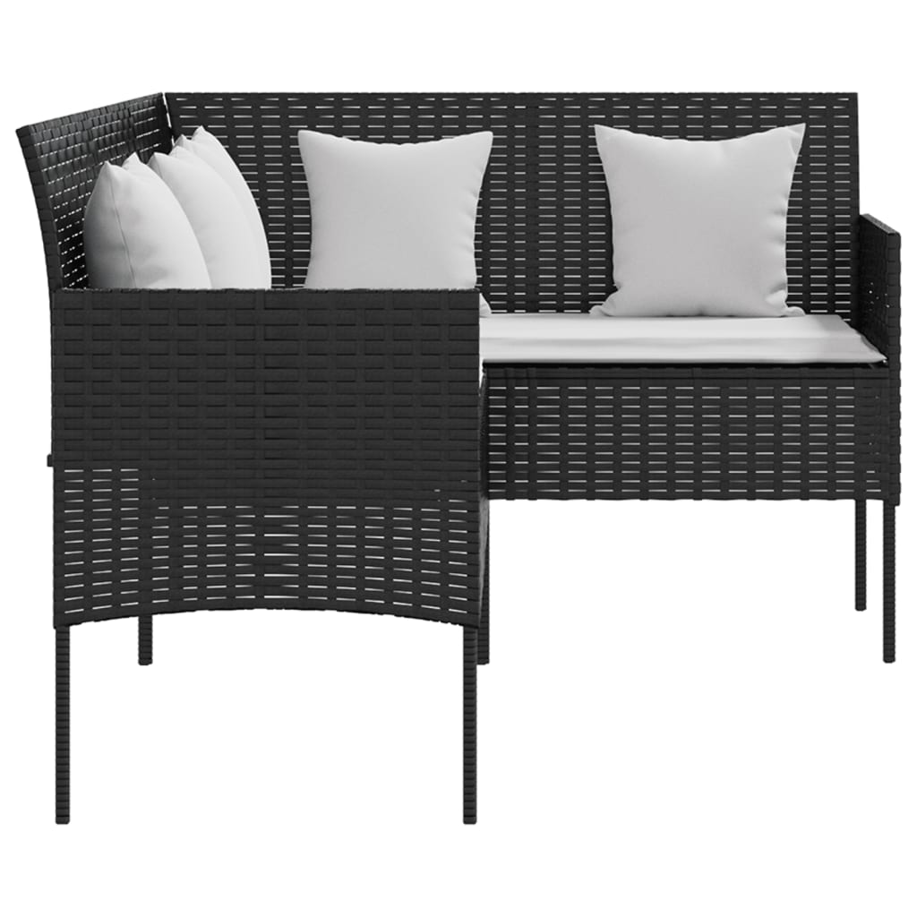 Set Mobili 5 Pz Divano a L con Cuscini in Polyrattan Nero - homemem39