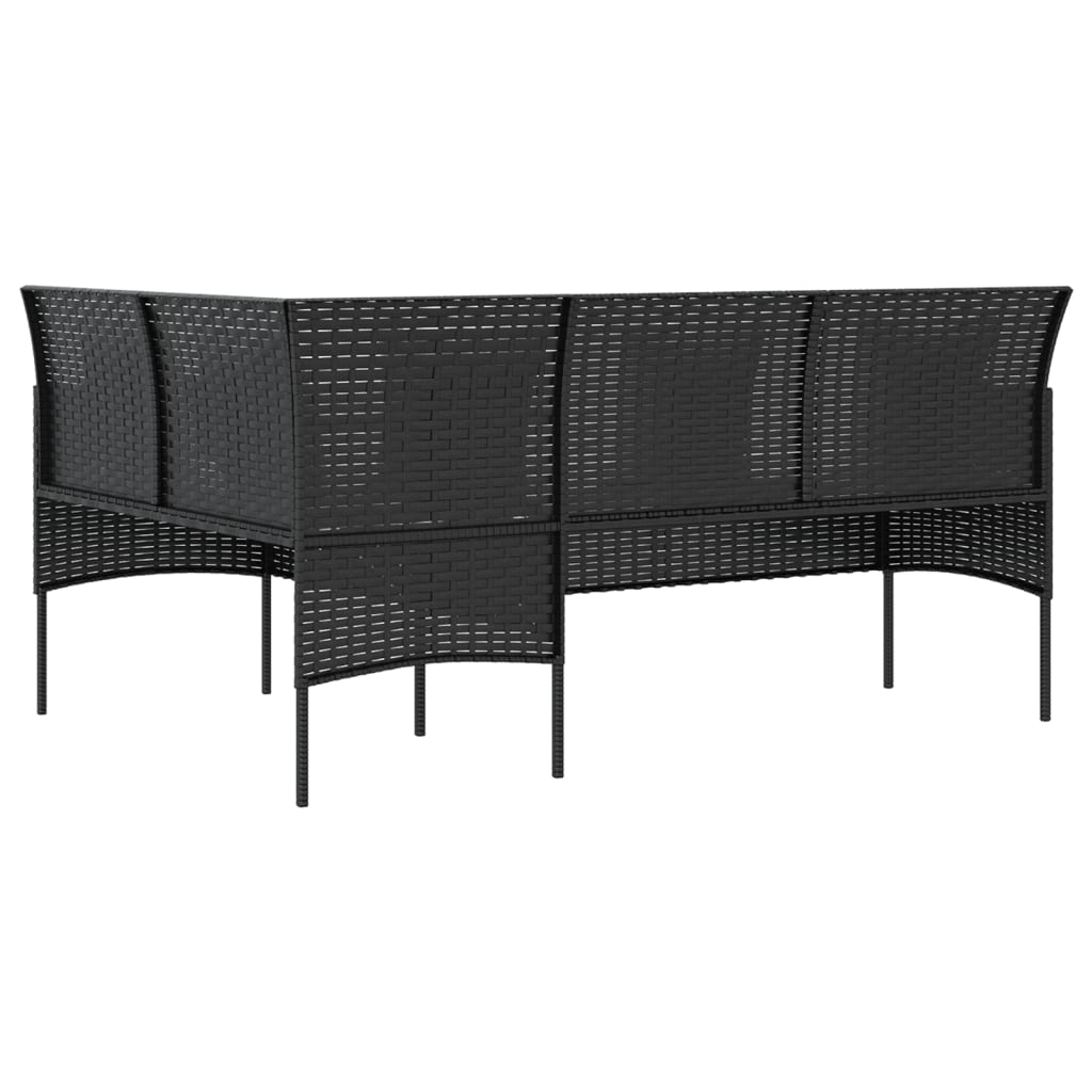 Set Mobili 5 Pz Divano a L con Cuscini in Polyrattan Nero - homemem39