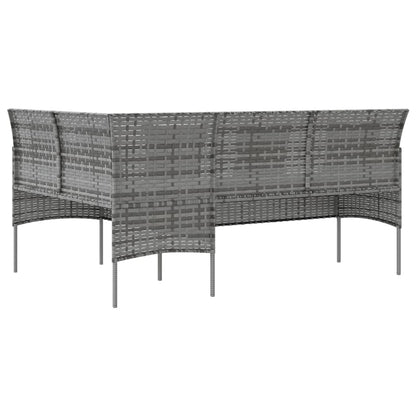 Set Mobili 5 pz Divano a L con Cuscini in Polyrattan Grigio - homemem39