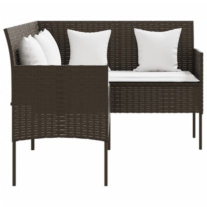 Divano a Forma di L con Cuscini in Polyrattan Marrone - homemem39