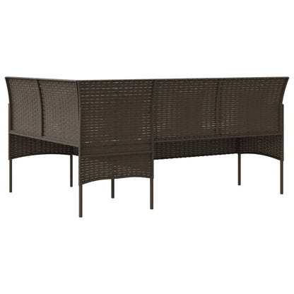 Divano a Forma di L con Cuscini in Polyrattan Marrone - homemem39