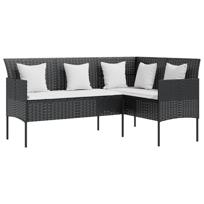 Divano a Forma di L con Cuscini in Polyrattan Nero - homemem39