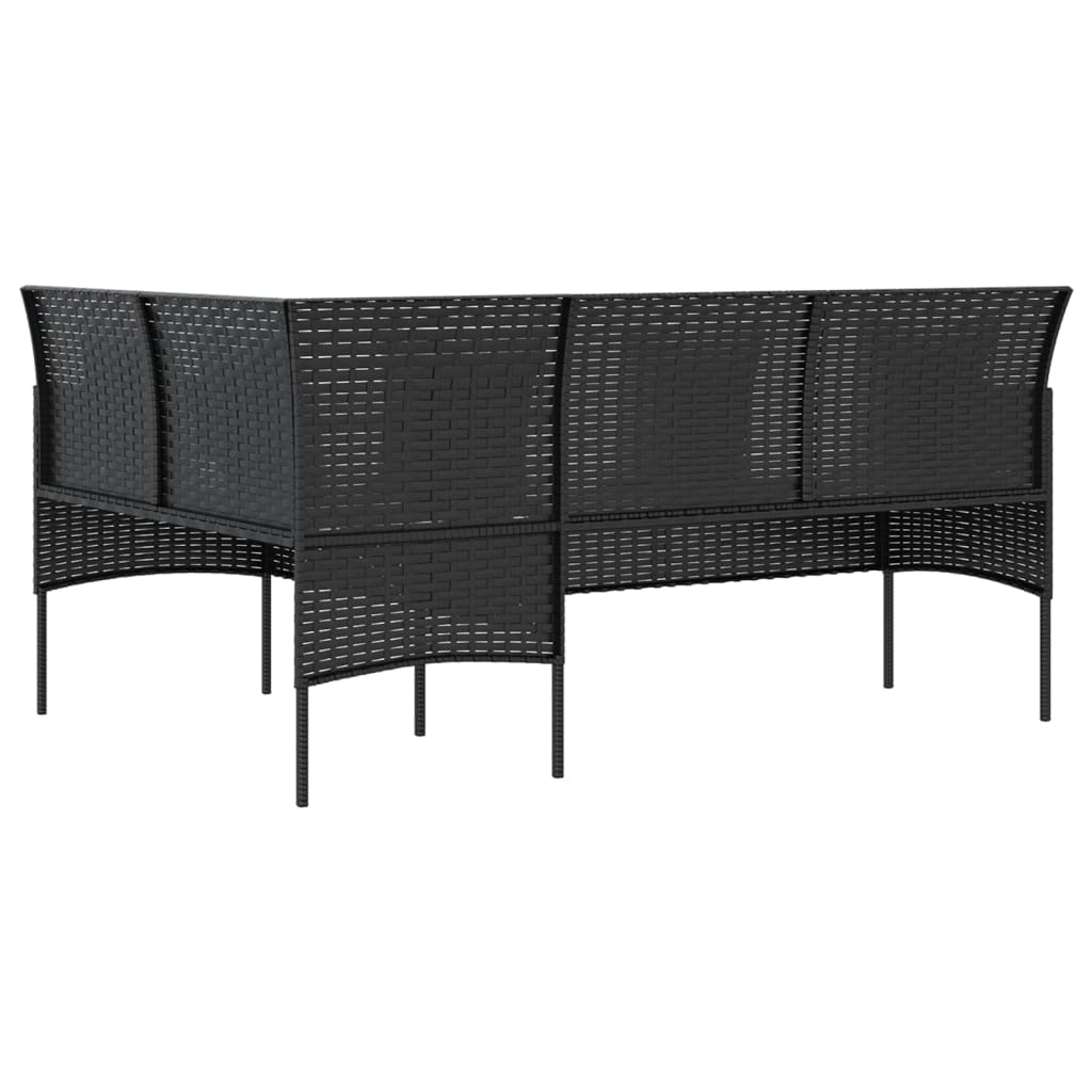 Divano a Forma di L con Cuscini in Polyrattan Nero - homemem39