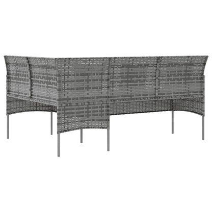 Divano a Forma di L con Cuscini in Polyrattan Grigio - homemem39