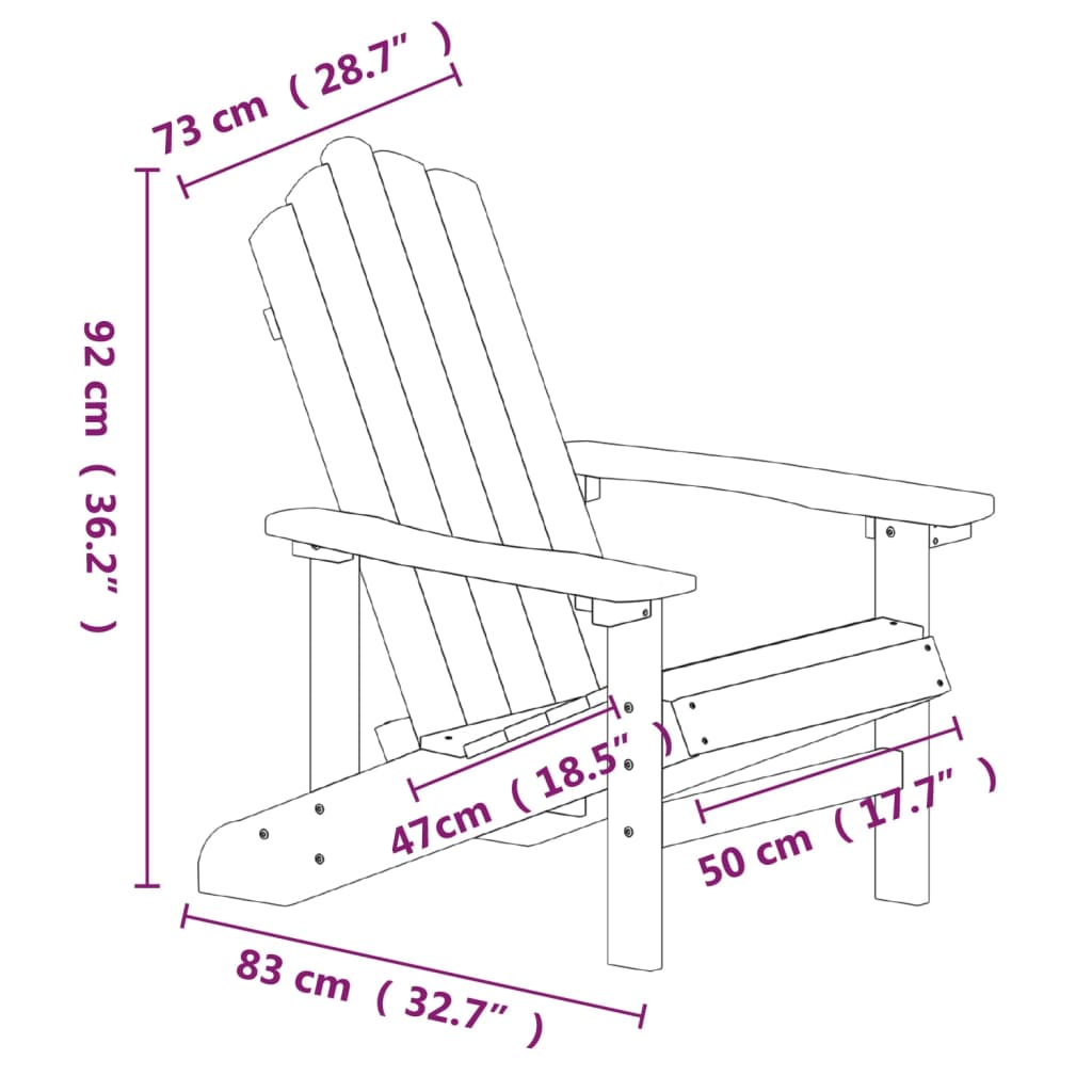 Sedia da Giardino Adirondack Antracite HDPE - homemem39