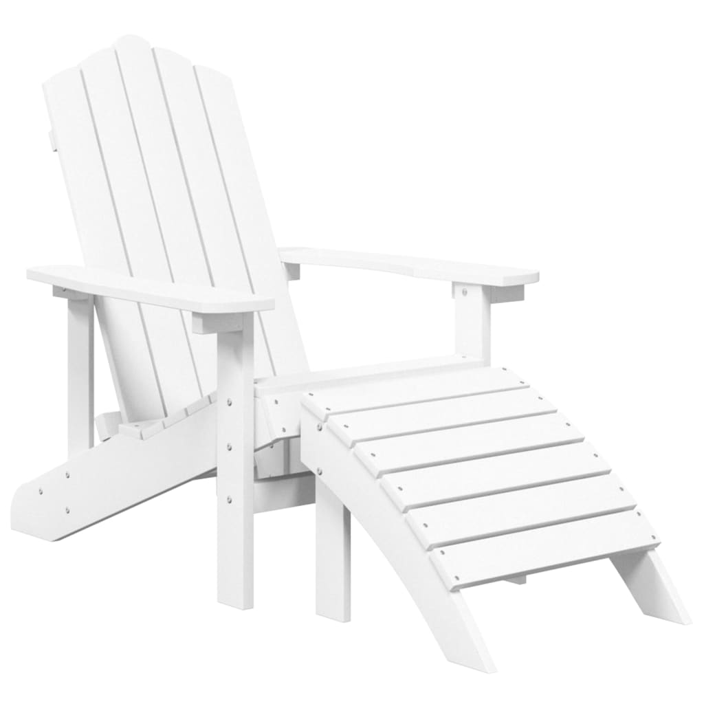 Sedia da Giardino Adirondack con Poggiapiedi Bianca HDPE - homemem39