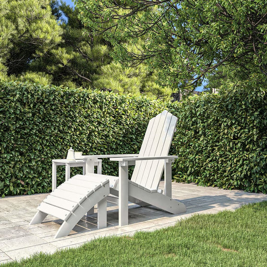 Sedia da Giardino Adirondack con Poggiapiedi Bianca HDPE - homemem39