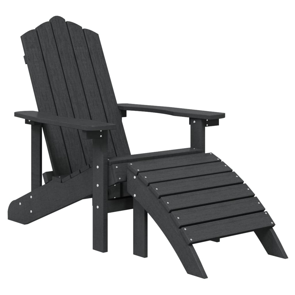 Sedia da Giardino Adirondack con Poggiapiedi Antracite HDPE - homemem39