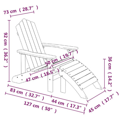 Sedia da Giardino Adirondack con Poggiapiedi Antracite HDPE - homemem39