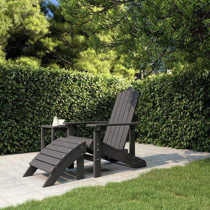 Sedia da Giardino Adirondack con Poggiapiedi Antracite HDPE - homemem39