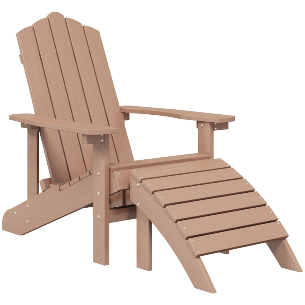 Sedia da Giardino Adirondack con Poggiapiedi Marrone HDPE - homemem39