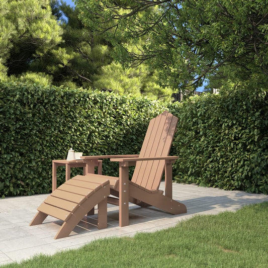 Sedia da Giardino Adirondack con Poggiapiedi Marrone HDPE - homemem39