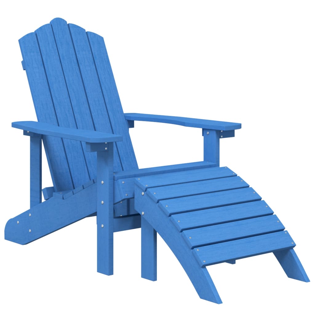 Sedia da Giardino Adirondack con Poggiapiedi Blu Acqua HDPE - homemem39