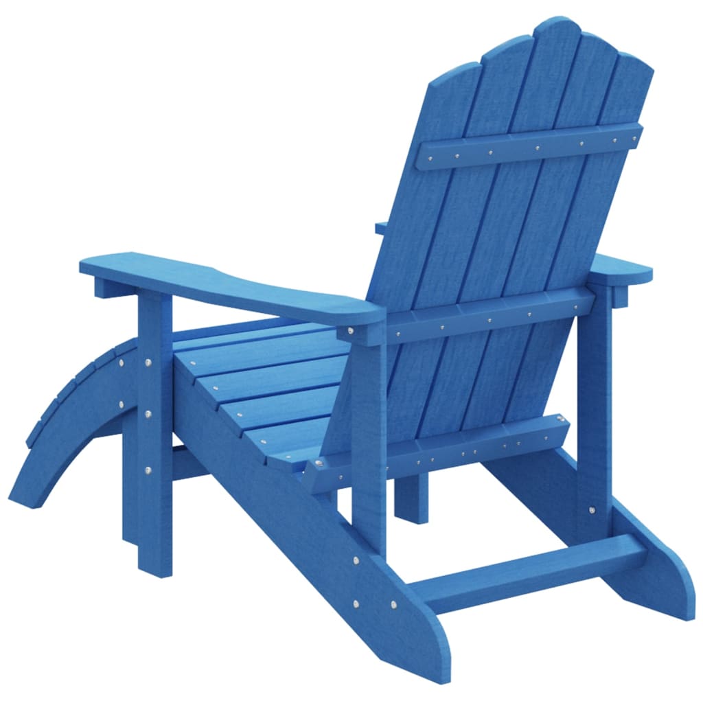 Sedia da Giardino Adirondack con Poggiapiedi Blu Acqua HDPE - homemem39