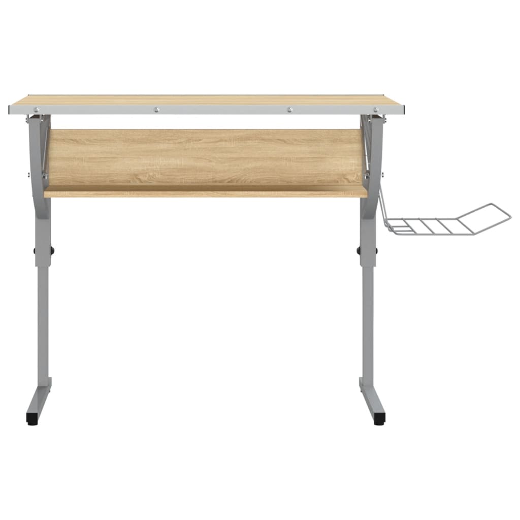 Scrivania Sonoma e Grigio 110x53x(58-87) cm Multistrato Acciaio - homemem39