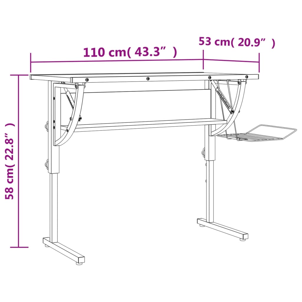 Scrivania Sonoma e Grigio 110x53x(58-87) cm Multistrato Acciaio - homemem39