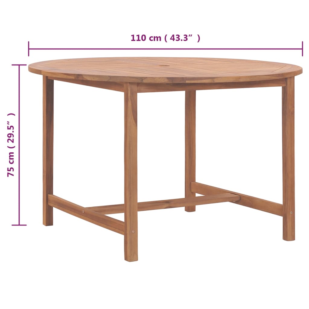 Tavolo da Pranzo da Giardino Ø110x75 cm Legno Massello di Teak - homemem39