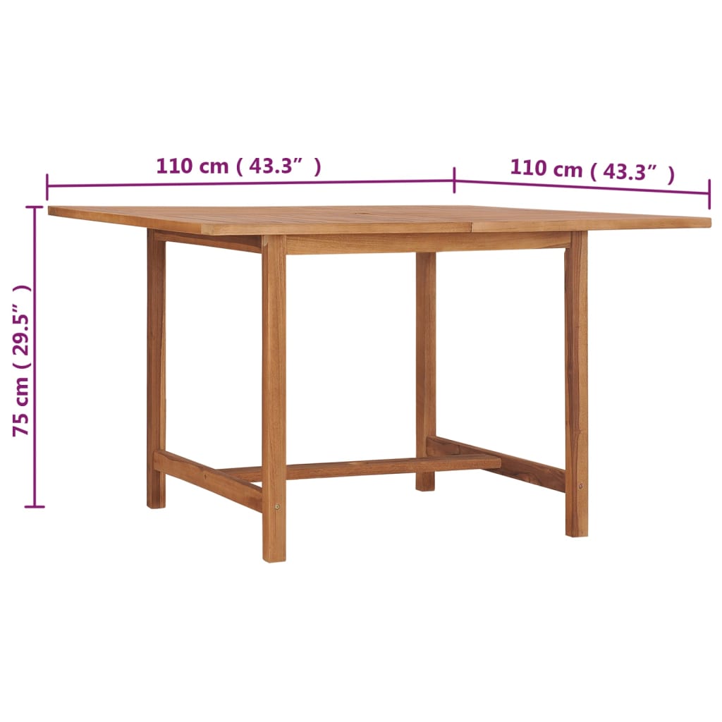 Tavolo Pranzo da Giardino Ø110x110x75 cm Legno Massello di Teak - homemem39