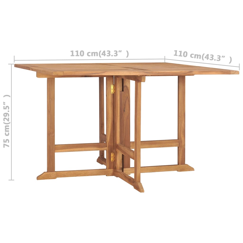 Tavolo da Giardino Pieghevole 110x110x75 cm in Massello di Teak - homemem39