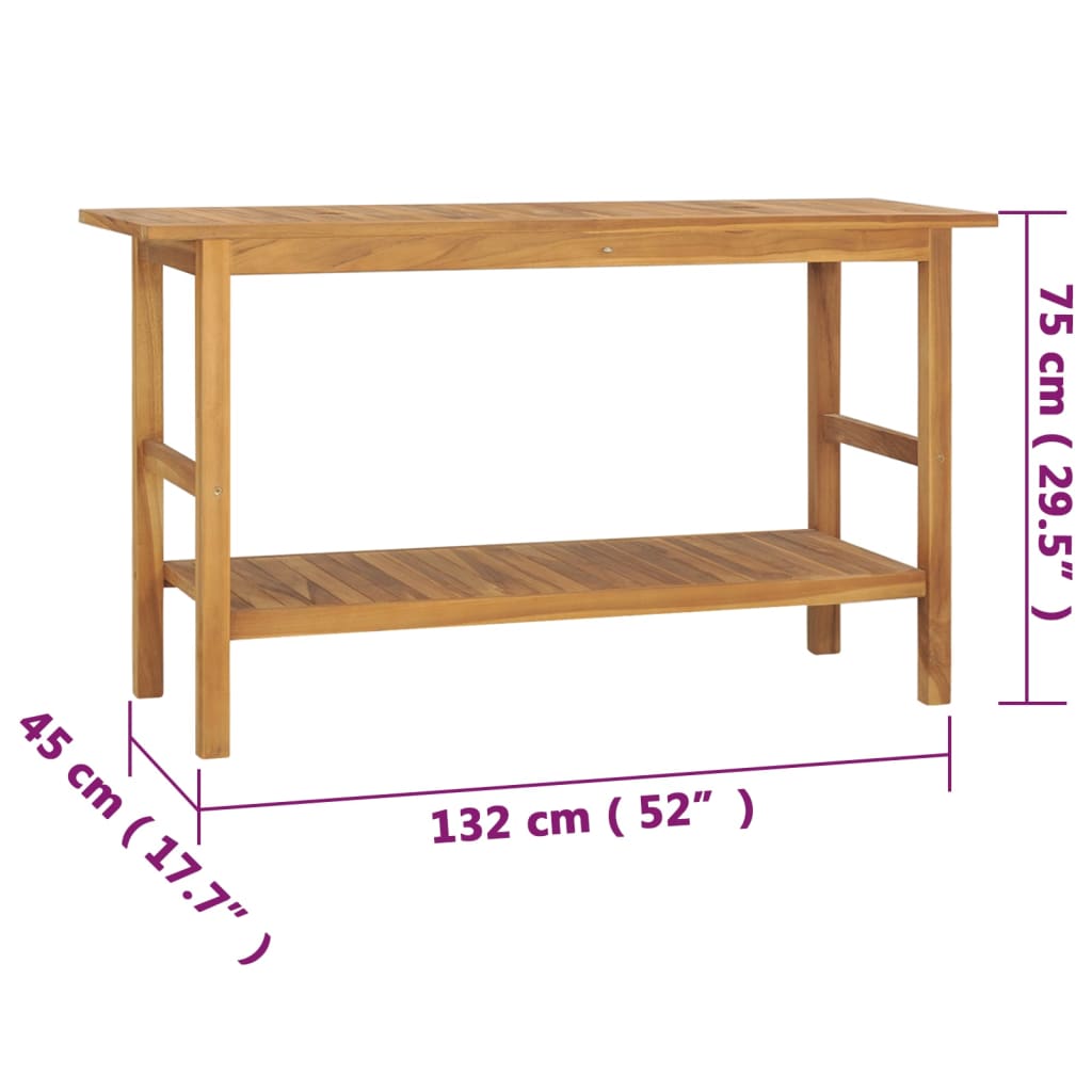 Vanità da Bagno in Legno Massello di Teak 132x45x75 cm - homemem39