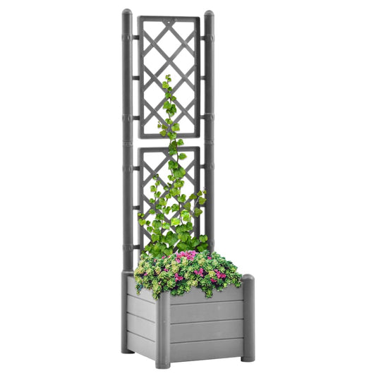 Fioriera da Giardino con Graticcio 43x43x142cm PP Grigio Pietra - homemem39