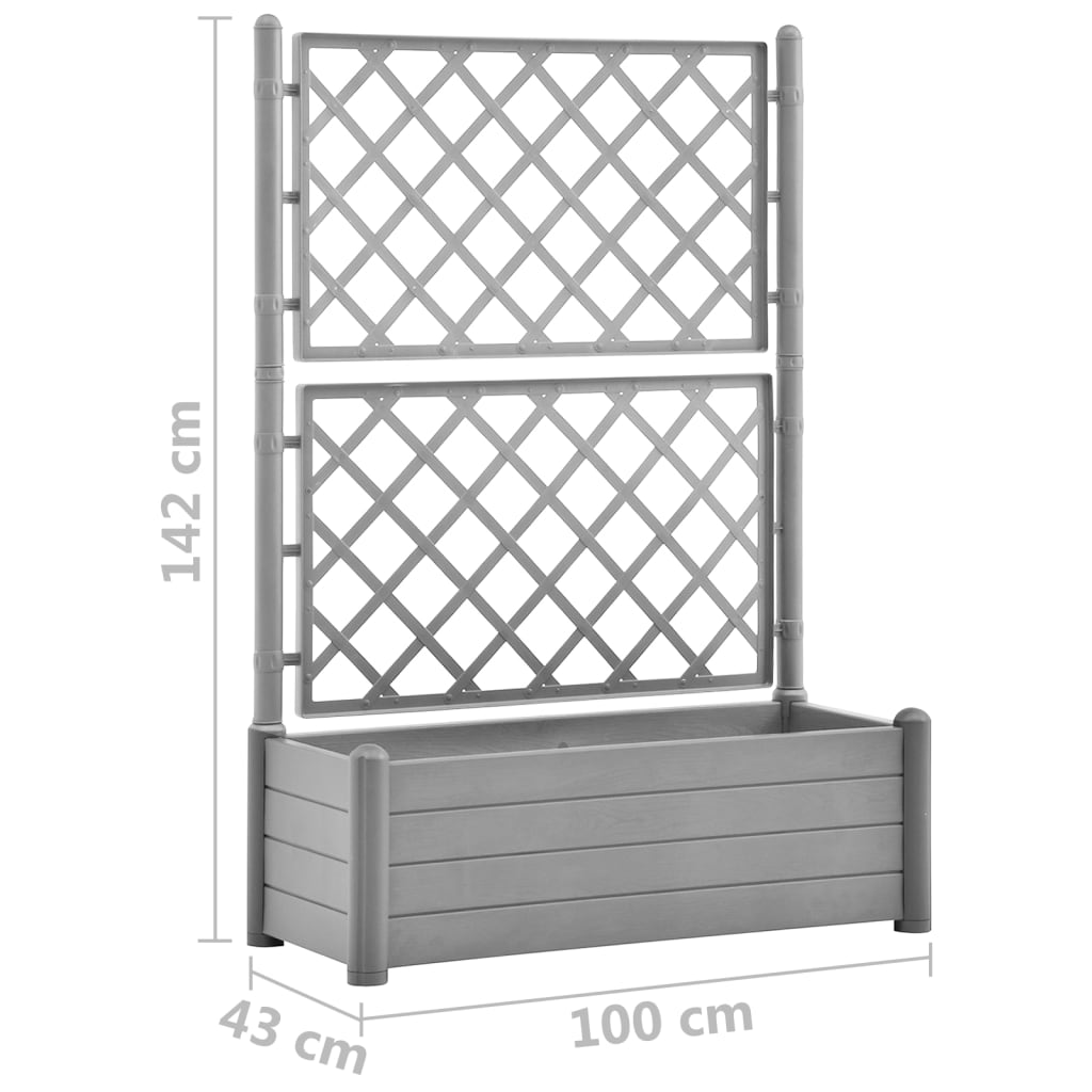 Fioriera da Giardino e Graticcio 100x43x142 cm PP Grigio Pietra - homemem39