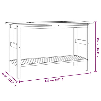 Mobile Vanità Bagno e Lavandini Marmo Nero Legno Massello Teak - homemem39