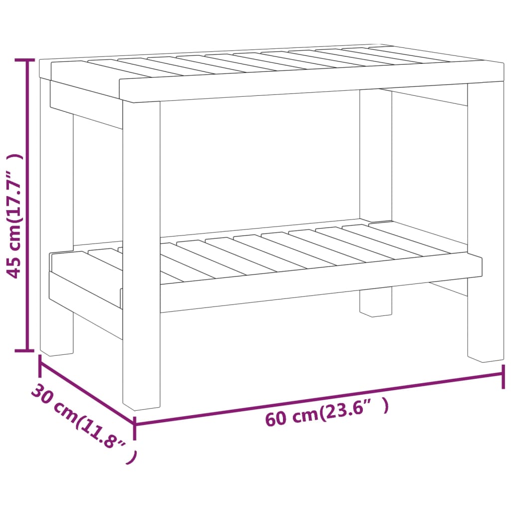 Tavolino da Bagno 60x30x45 cm in Legno Massello di Teak - homemem39