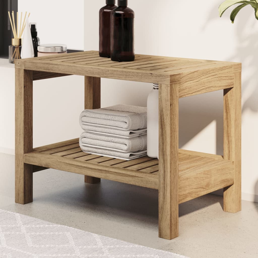 Tavolino da Bagno 60x30x45 cm in Legno Massello di Teak - homemem39