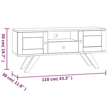 Mobile Porta TV 110x30x50 cm in Legno Massello di Teak - homemem39